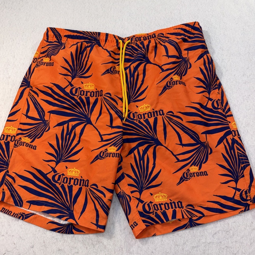 Corona Men's Swimwear Size Large Pool  Beach Trunks , Shorts Orange With Blue